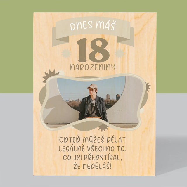 Fotka S Textem: Legální Narozeniny - Tisk Na Dřevo