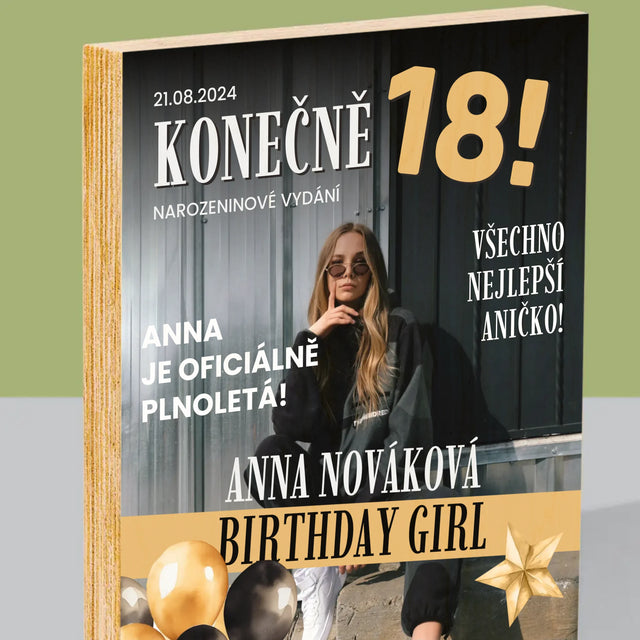 Obálka Časopisu: Konečně 18 - Tisk Na Dřevo