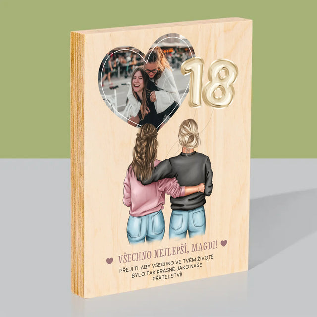 Designér Postav: 18. Narozeniny Přítelkyně - Tisk Na Dřevo