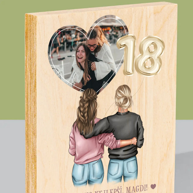 Designér Postav: 18. Narozeniny Přítelkyně - Tisk Na Dřevo