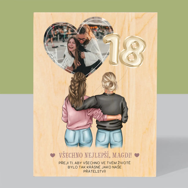 Designér Postav: 18. Narozeniny Přítelkyně - Tisk Na Dřevo