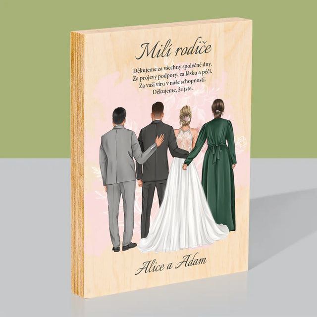 Designér Postav: Milí Rodiče Děkujeme - Tisk Na Dřevo