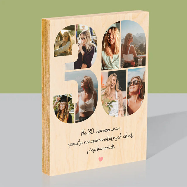 Fotokoláž: 30. Narozeniny Přání - Tisk Na Dřevo
