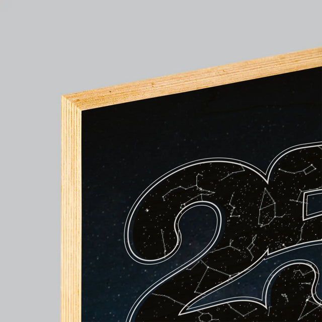 Hvězdná Mapa: Hvězdy K 25. Narozeninám - Tisk Na Dřevo