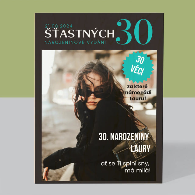 Obálka Časopisu: Šťastných 30 - Tisk Na Dřevo