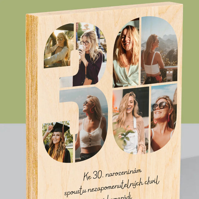Fotokoláž: 30. Narozeniny Přání - Tisk Na Dřevo