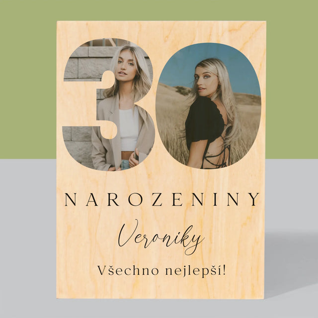 Slovo Z Fotek: 30. Narozeniny Podpis - Tisk Na Dřevo