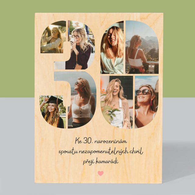 Fotokoláž: 30. Narozeniny Přání - Tisk Na Dřevo