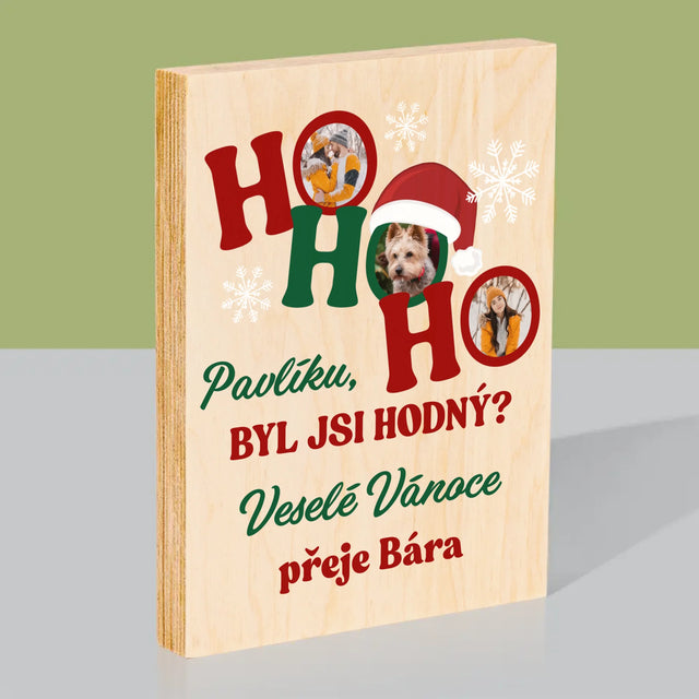 Fotokoláž: Ho Ho Ho - Tisk Na Dřevo