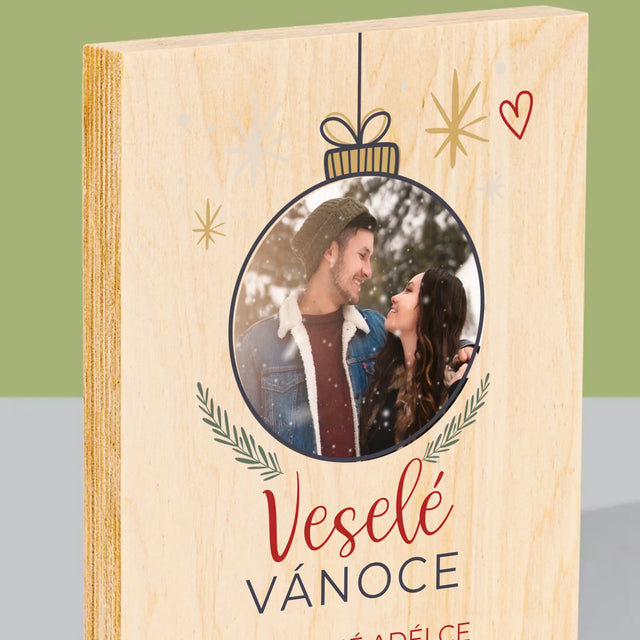 Fotka S Textem: Veselé Vánoce Ozdoba - Tisk Na Dřevo