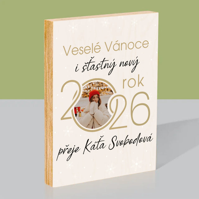 Fotokoláž: Šťastný Nový Rok - Tisk Na Dřevo