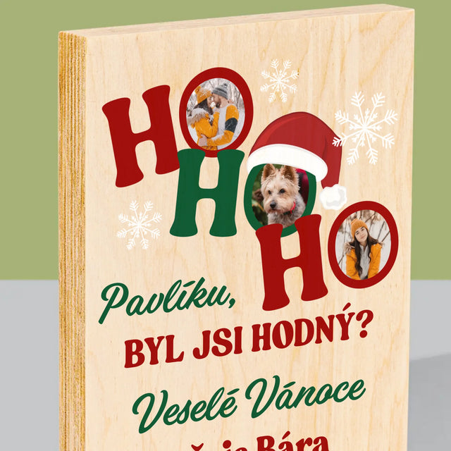 Fotokoláž: Ho Ho Ho - Tisk Na Dřevo