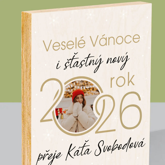 Fotokoláž: Šťastný Nový Rok - Tisk Na Dřevo