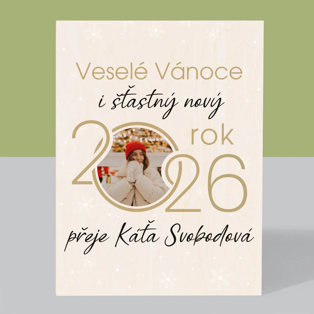 Fotokoláž: Šťastný Nový Rok - Tisk Na Dřevo