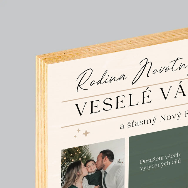 Fotokoláž: Veselé Vánoce Přání - Tisk Na Dřevo