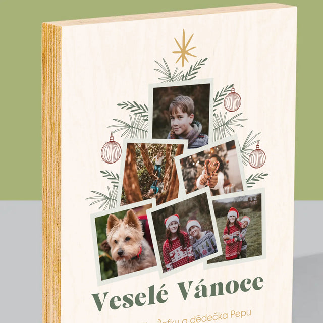 Fotokoláž: Vánoční Stromeček - Tisk Na Dřevo