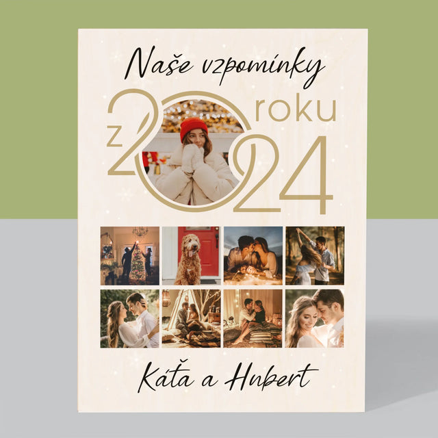Fotokoláž: Naše Vzpomínky Z Roku - Tisk Na Dřevo