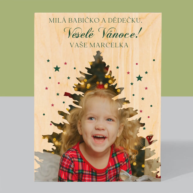 Tvar Z Fotek: Vánoční Stromeček Vánoce - Tisk Na Dřevo