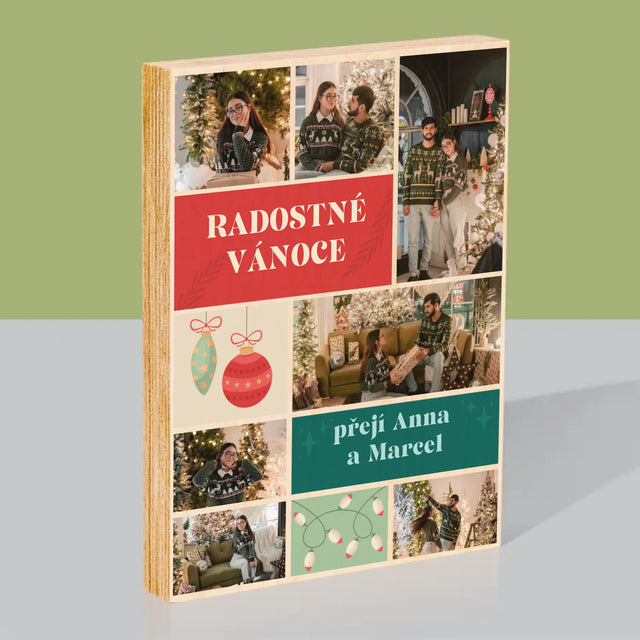 Fotokoláž: Vánoční Fotky - Tisk Na Dřevo