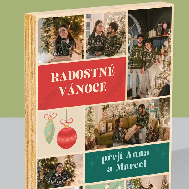 Fotokoláž: Vánoční Fotky - Tisk Na Dřevo