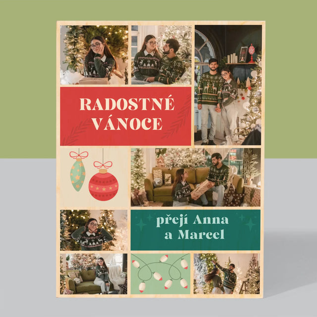 Fotokoláž: Vánoční Fotky - Tisk Na Dřevo