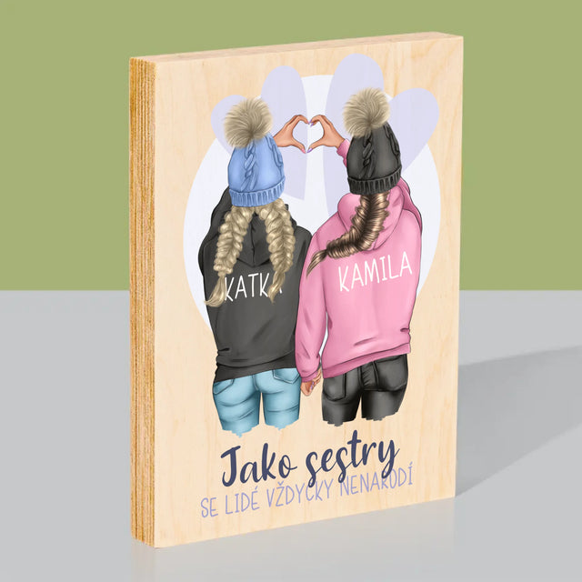 Designér Postav: Zimní Kamarádky - Tisk Na Dřevo