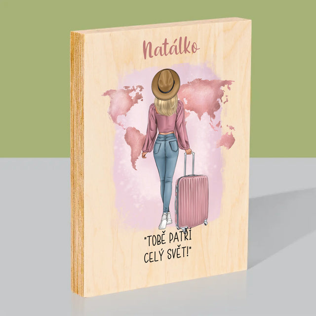 Designér Postav: Cestovatelka - Tisk Na Dřevo