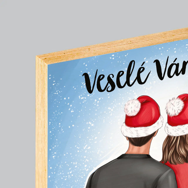 Designér Postav: Vánoční Rodina - Tisk Na Dřevo