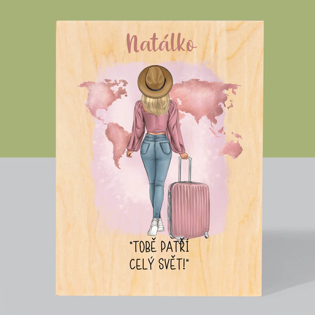Designér Postav: Cestovatelka - Tisk Na Dřevo