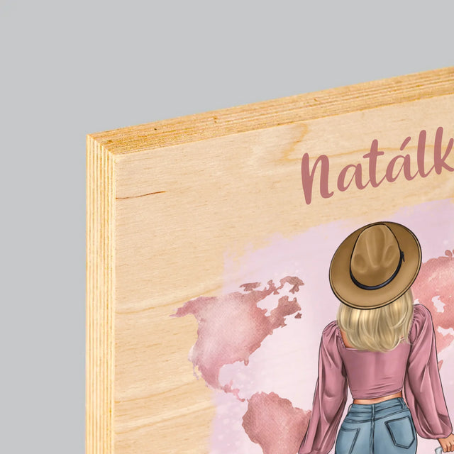 Designér Postav: Cestovatelka - Tisk Na Dřevo