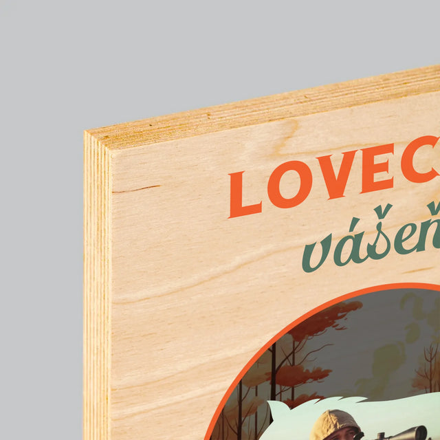 Fotka S Textem: Lovecká Vášeň Damiana - Tisk Na Dřevo