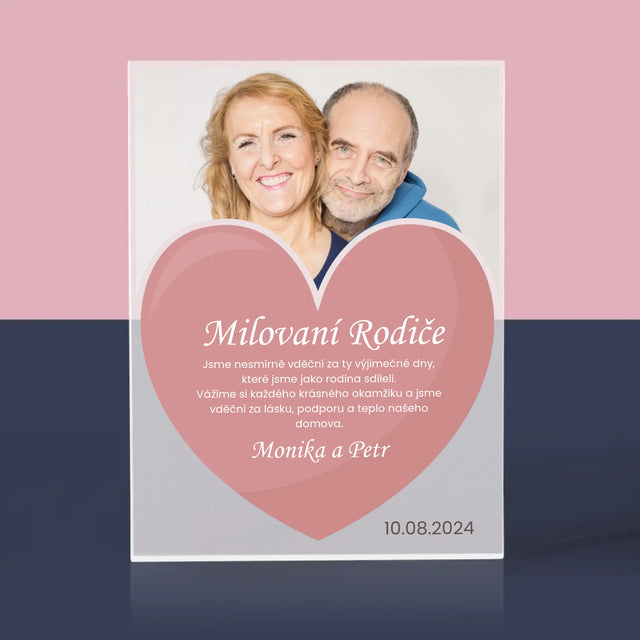 Fotka S Textem: Milovaní Rodiče - Akrylový Blok