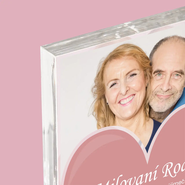 Fotka S Textem: Milovaní Rodiče - Akrylový Blok