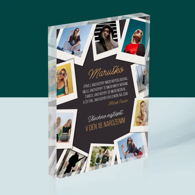 Fotokoláž: Přání K Narozeninám - Akrylový Blok