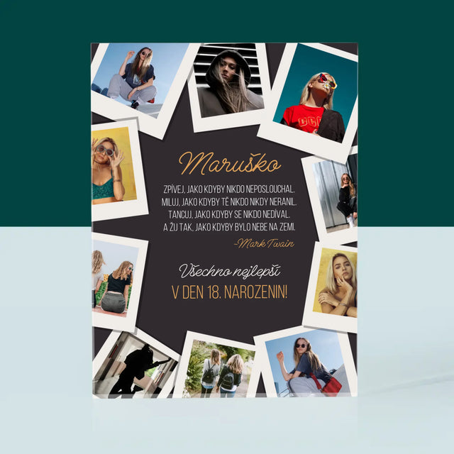 Fotokoláž: Přání K Narozeninám - Akrylový Blok