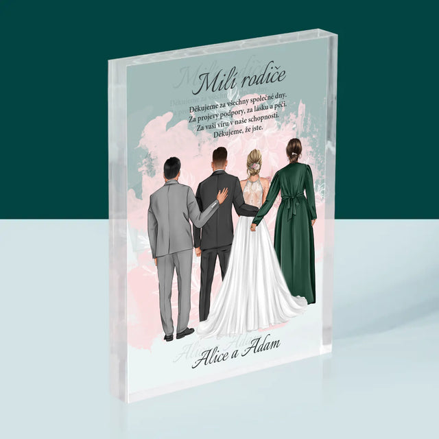 Designér Postav: Milí Rodiče Děkujeme - Akrylový Blok
