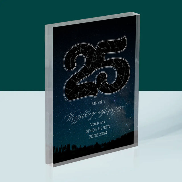 Hvězdná Mapa: Hvězdy K 25. Narozeninám - Akrylový Blok