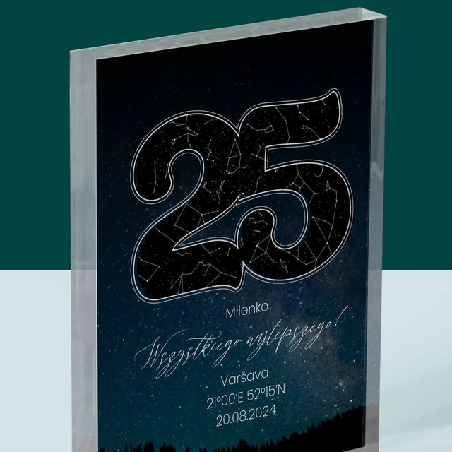 Hvězdná Mapa: Hvězdy K 25. Narozeninám - Akrylový Blok