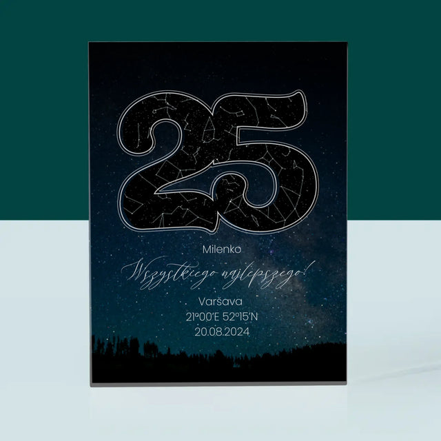 Hvězdná Mapa: Hvězdy K 25. Narozeninám - Akrylový Blok