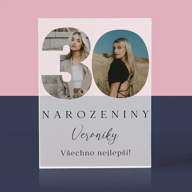 Slovo Z Fotek: 30. Narozeniny Podpis - Akrylový Blok