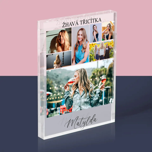 Fotokoláž: Žhavá Třicítka - Akrylový Blok