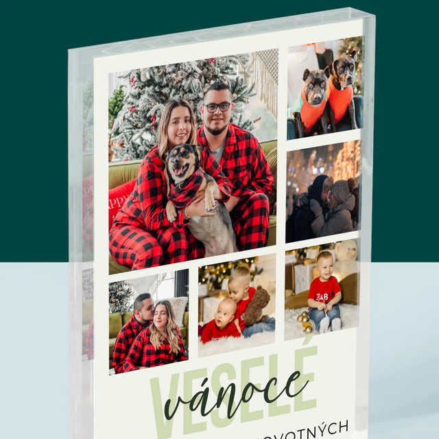 Fotokoláž: Veselé Vánoce - Akrylový Blok