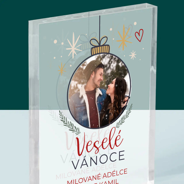 Fotka S Textem: Veselé Vánoce Ozdoba - Akrylový Blok