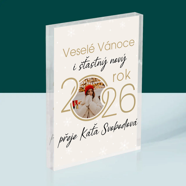 Fotokoláž: Šťastný Nový Rok - Akrylový Blok