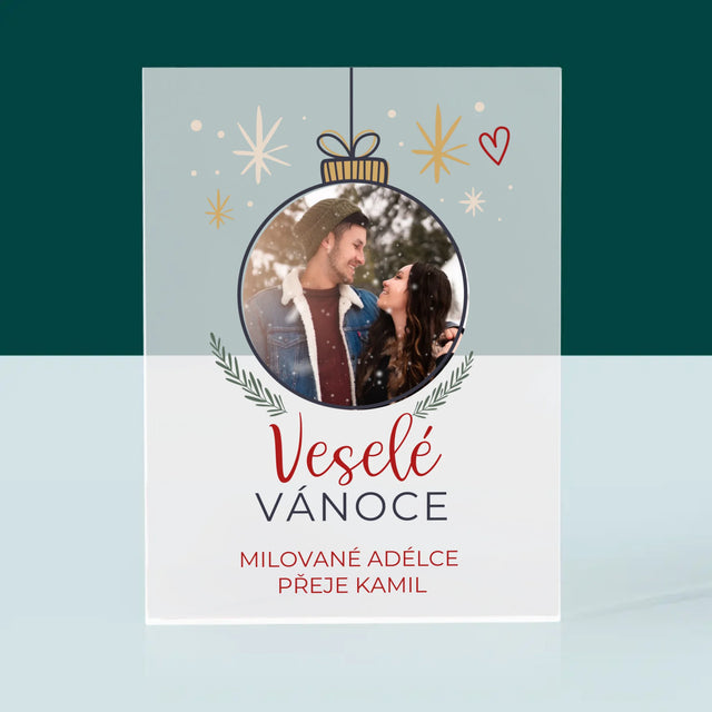 Fotka S Textem: Veselé Vánoce Ozdoba - Akrylový Blok