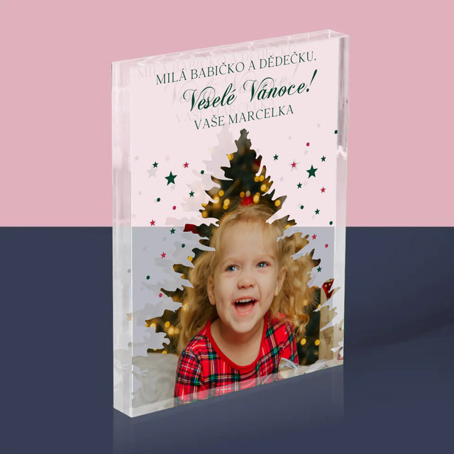 Tvar Z Fotek: Vánoční Stromeček Vánoce - Akrylový Blok