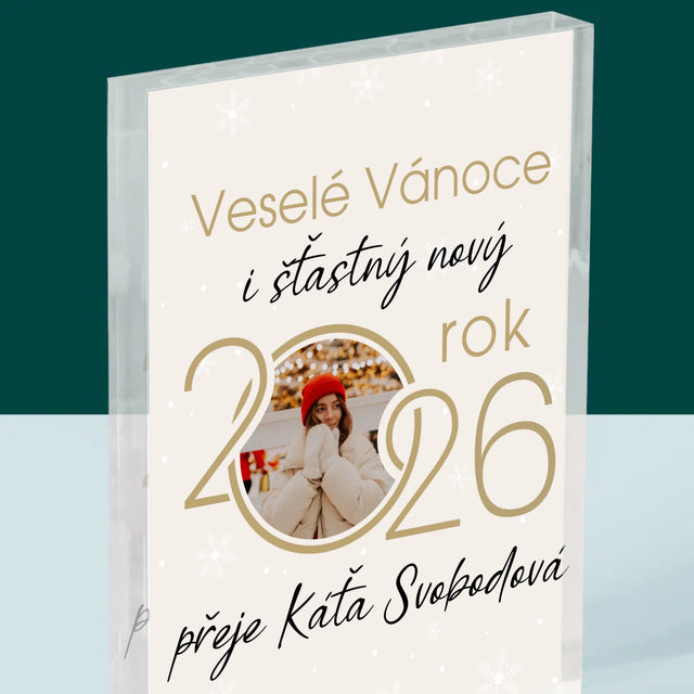 Fotokoláž: Šťastný Nový Rok - Akrylový Blok