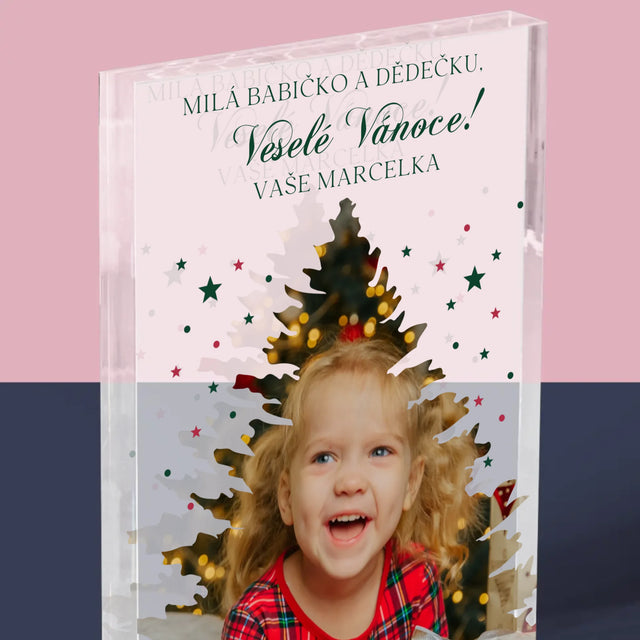 Tvar Z Fotek: Vánoční Stromeček Vánoce - Akrylový Blok