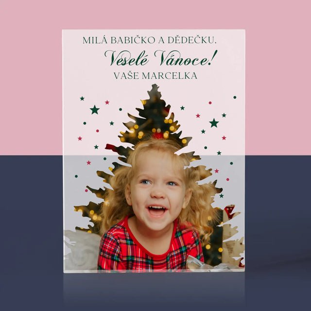 Tvar Z Fotek: Vánoční Stromeček Vánoce - Akrylový Blok