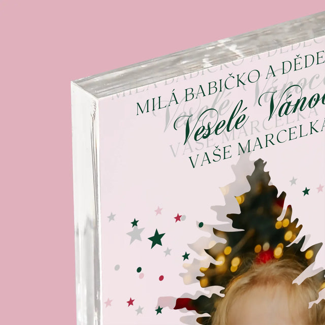 Tvar Z Fotek: Vánoční Stromeček Vánoce - Akrylový Blok